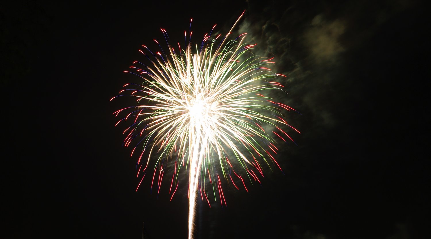 Fireworks explode during a display in Baldwin County. The Spanish Fort City Council has discussed city regulations that allow shooting fireworks on holidays such as New Year's Even and July 4.