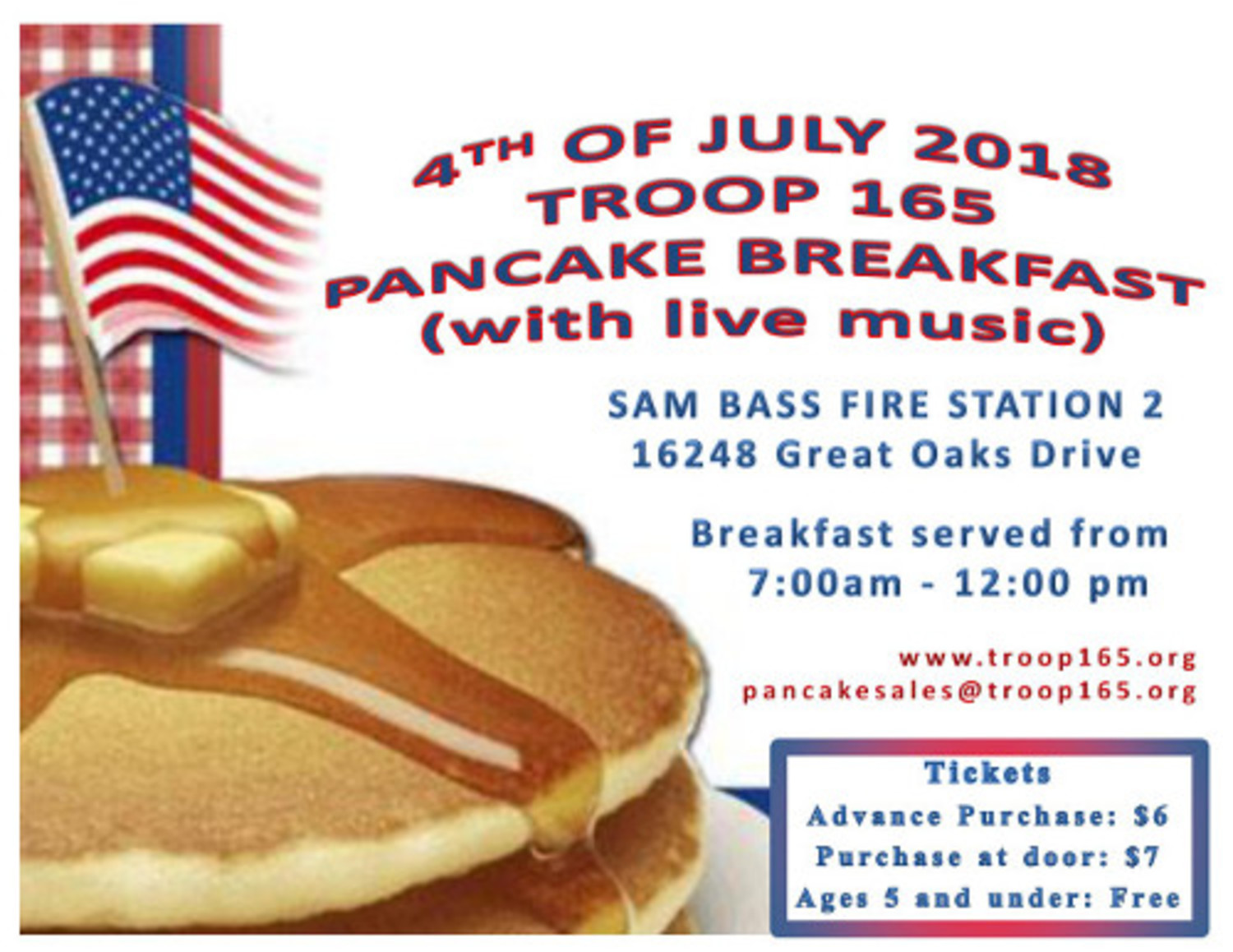 32nd Annual 4th of July Pancake Breakfast All You Can Eat! Hill