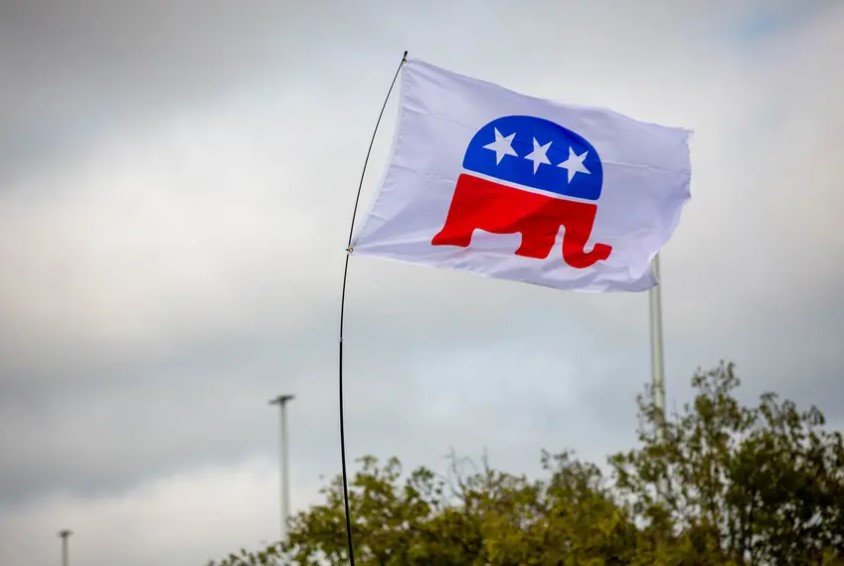 A Republican Party flag at an event by U.S. Sen. John Cornyn, R-Texas, in College Station in October. This year proved another disappointment for Texas Democrats, who underperformed the high expectations they had set for themselves, particularly in a hotly contested battle for dominance in the Texas House.