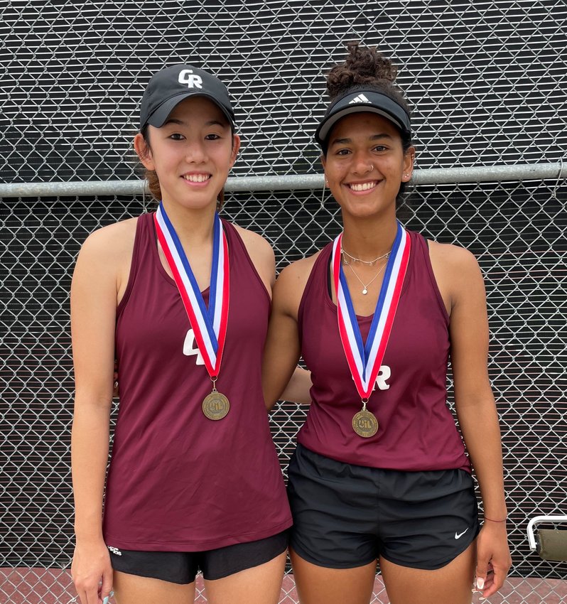 Cinco Ranch senior Camila Matos and junior Kayla Wan won the girls doubles at the District 19-6A tennis tournament last week at Katy High School.