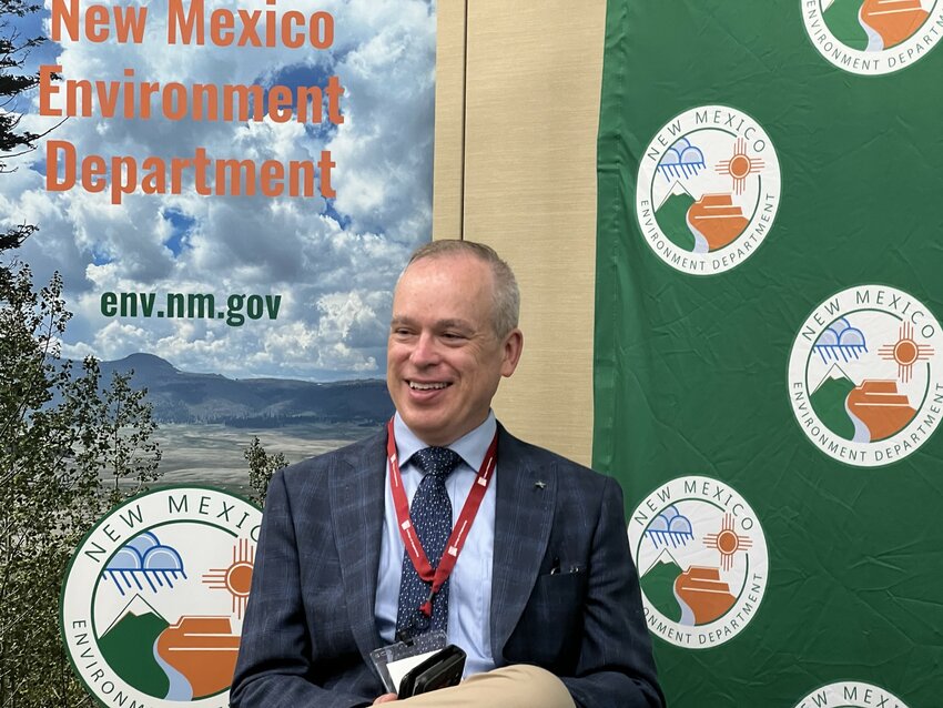 New Mexico Environment Department Secretary James Kenney speaks to reporters at the Las Cruces Convention Center on June 27.