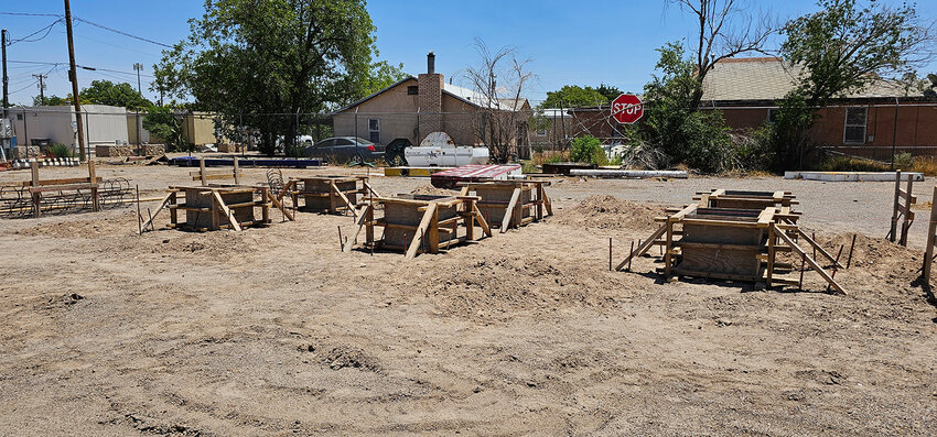 The plot of land on the corner of Franklin and E. Hill Streets is prepared for the arrival of the diner, with concrete posts sunk five feet deep.