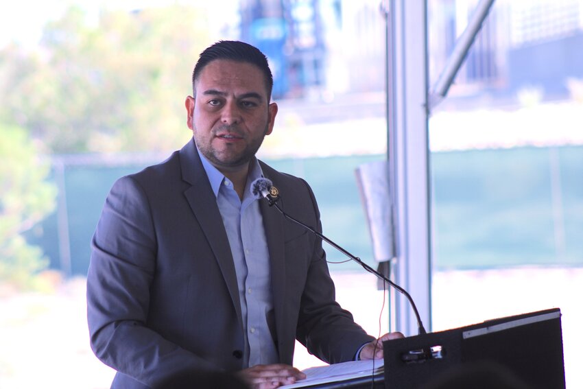 U.S. Rep. Gabe Vasquez addressed a groundbreaking ceremony for a new reproductive health care clinic in Las Cruces on Sept. 5, 2024.