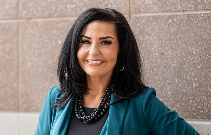 Doña Ana County Clerk Amanda López Askin is pictured outside the county government building in Las Cruces.