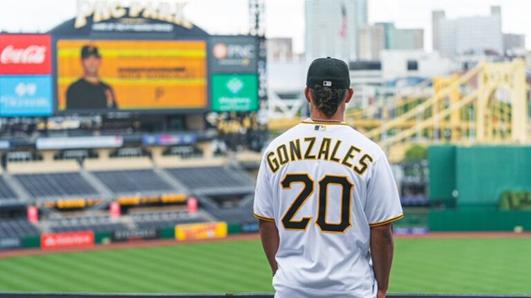 Former Aggie Nick Gonzales at PNC Park in Pittsburgh.