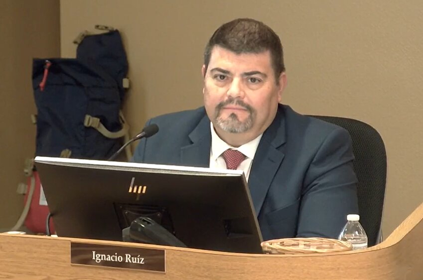 Las Cruces Public Schools Superintendent Ignacio Ruiz is seen during the school board's Feb. 20, 2024 meeting.