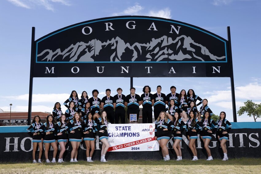Organ Mountain High School’s cheer squad are the 2024 Class 5A Co-Ed state champions.