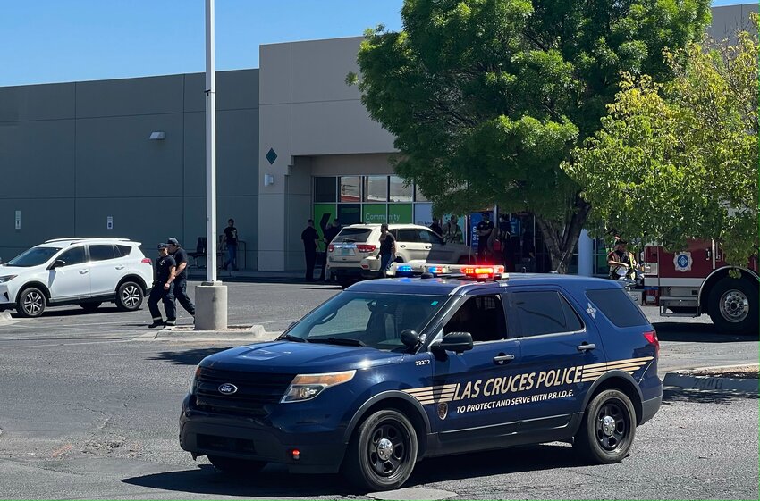 The parking area in front of Savers in Las Cruces is cordoned off as police and other first-responders investigate a crash that injured several employees and shoppers on April 30.