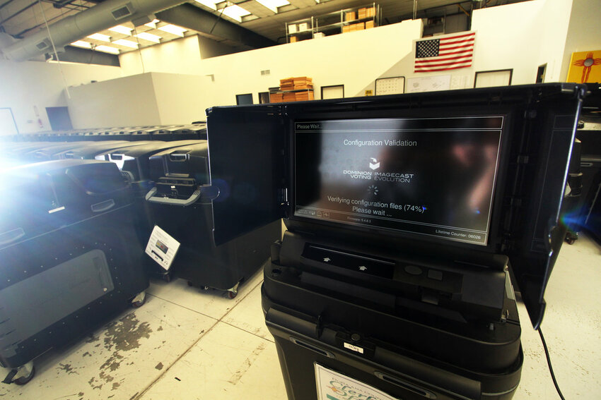 A voting machine is seen at the current Do&ntilde;a Ana County Elections Bureau warehouse in a file photo.