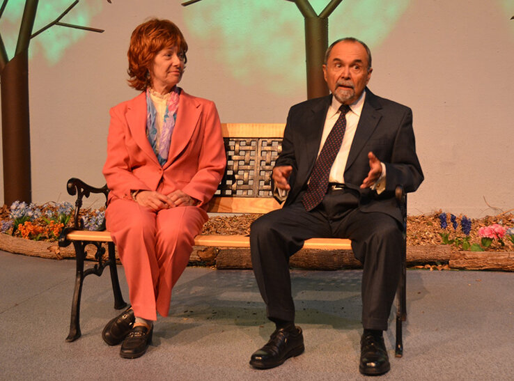 Edward Montes and Karen Buerdsell portray American and Soviet diplomats in “A Walk in the Woods” at No Strings Theatre Company.