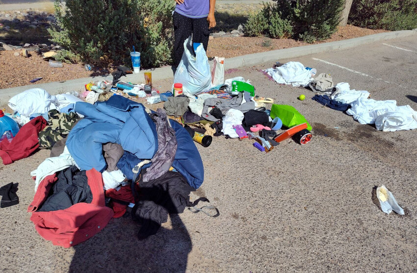 A photo posted by Mesilla Valley Community of Hope on its Facebook account purportedly shows the personal belongings of an unhoused person in Las Cruces that were removed from a shopping cart and disposed of by a roadside. The agency said employees of a local business confronted the individual and reclaimed the cart.