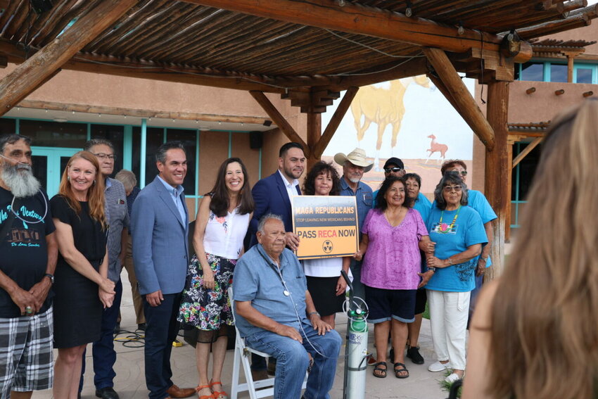 Democrats held a rally Aug. 13 calling on U.S. House Speaker Mike Johnson to allow a vote on an extension and expansion of the Radiation Exposure Compensation Act. They called on GOP House candidate Yvette Herrell to pressure Johnson to release the bill from his desk.