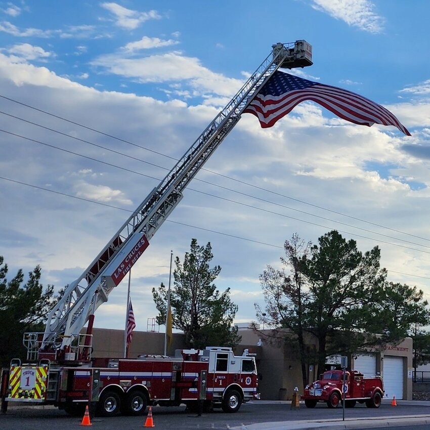 The Las Cruces Fire Department flies a garrison flag in commemoration of the Sept. 11, 2001 terrorist attacks on the U.S. in a file photo.