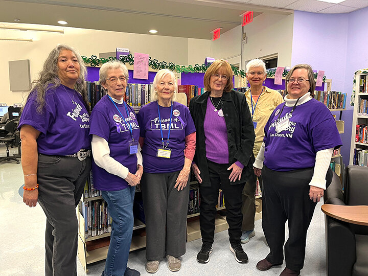 The volunteer members of the Friends of the Library who have made Bearto&rsquo;s Book Den possible are, from left to right, Dolores Tellez, chair of events and manager of the bookstore; Jo Banks, board member at large; Bonnie Polner, book donations coordinator; Mona Charney, vice president of the Friends; Beverly Townsend, volunteer cashier; and Lynda St. Clair, president of the Friends.