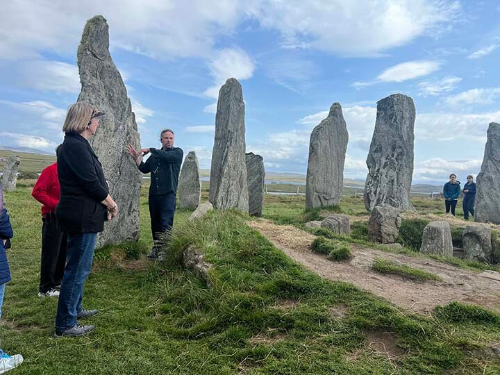 Ian McHardy of the Isle of Lewis, UK, talks about astrological alignments at the stones of Calanais during a 2024 tour. McHardy will be in New Mexico as a presenter for the July Archaeoastronomy & Celestial Geometry conference in Ruidoso.