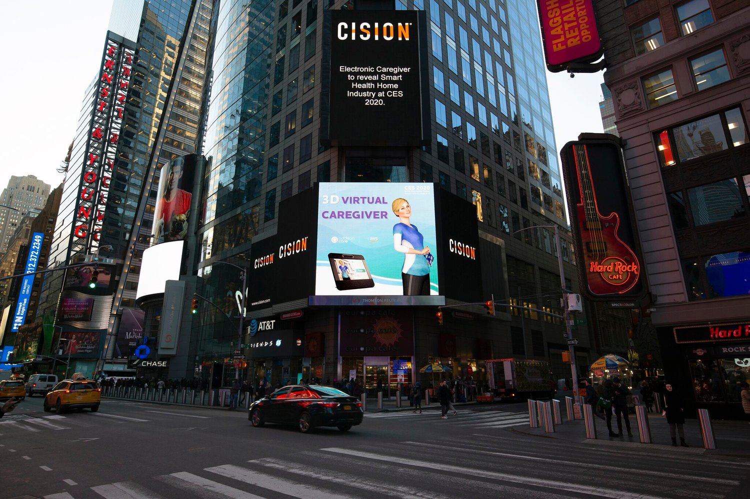 Electronic Caregiver Addison Care on display in Times Square, New York City