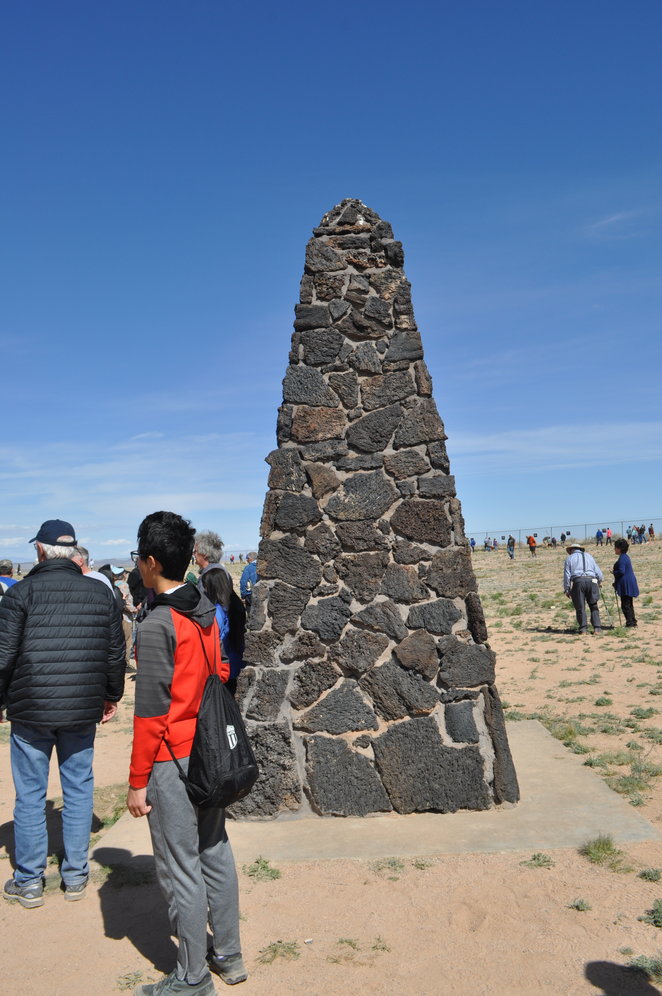 An obelisk stands today at the Trinity Site commemorating the first atomic bomb to be set off in the history of the world. The site is generally opened twice a year to visitors who visit from around the world.