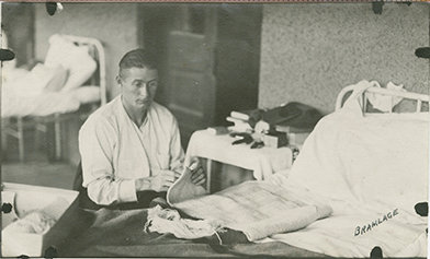 A patient stays busy at the Fort Bayard Hospital during the 1910s.