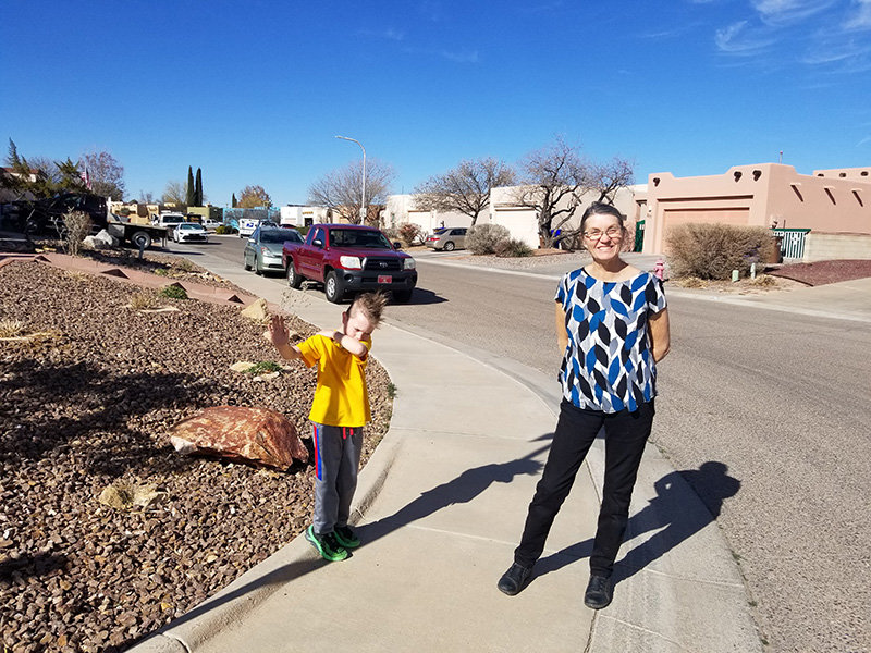 The youngest duckling, Liam Nevue-Butler, turned 6 on one of his filming days. He is seen here with his grandma, Darlene Nelson. There were 80 years between the youngest and oldest “Honk! Jr.” cast members.