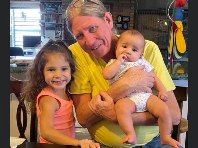 Jess ‘Pops’ Williams with granddaughters Penelope Rose (Penni) and Giuliana (Gigi)