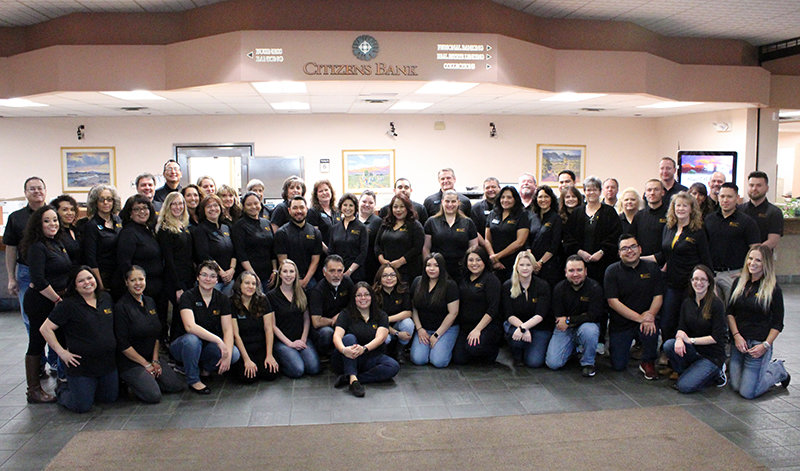 Citizens Bank’s Main Branch team gathered in February 2020 (pre-pandemic) for a 50th anniversary photo.