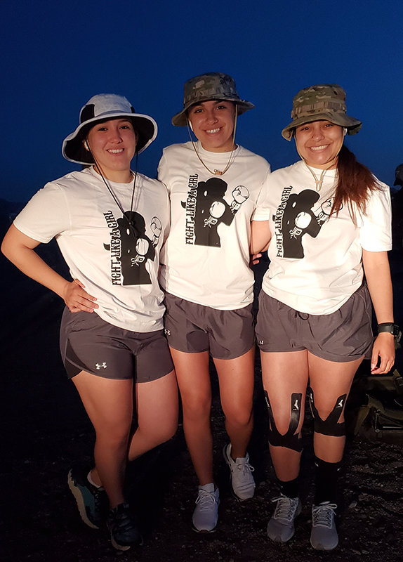 The NMSU ROTC Bataan Memorial Death March female run team (not in order), is composed of Kelsie White, Priscilla Saucedo and Madeline Carreon.