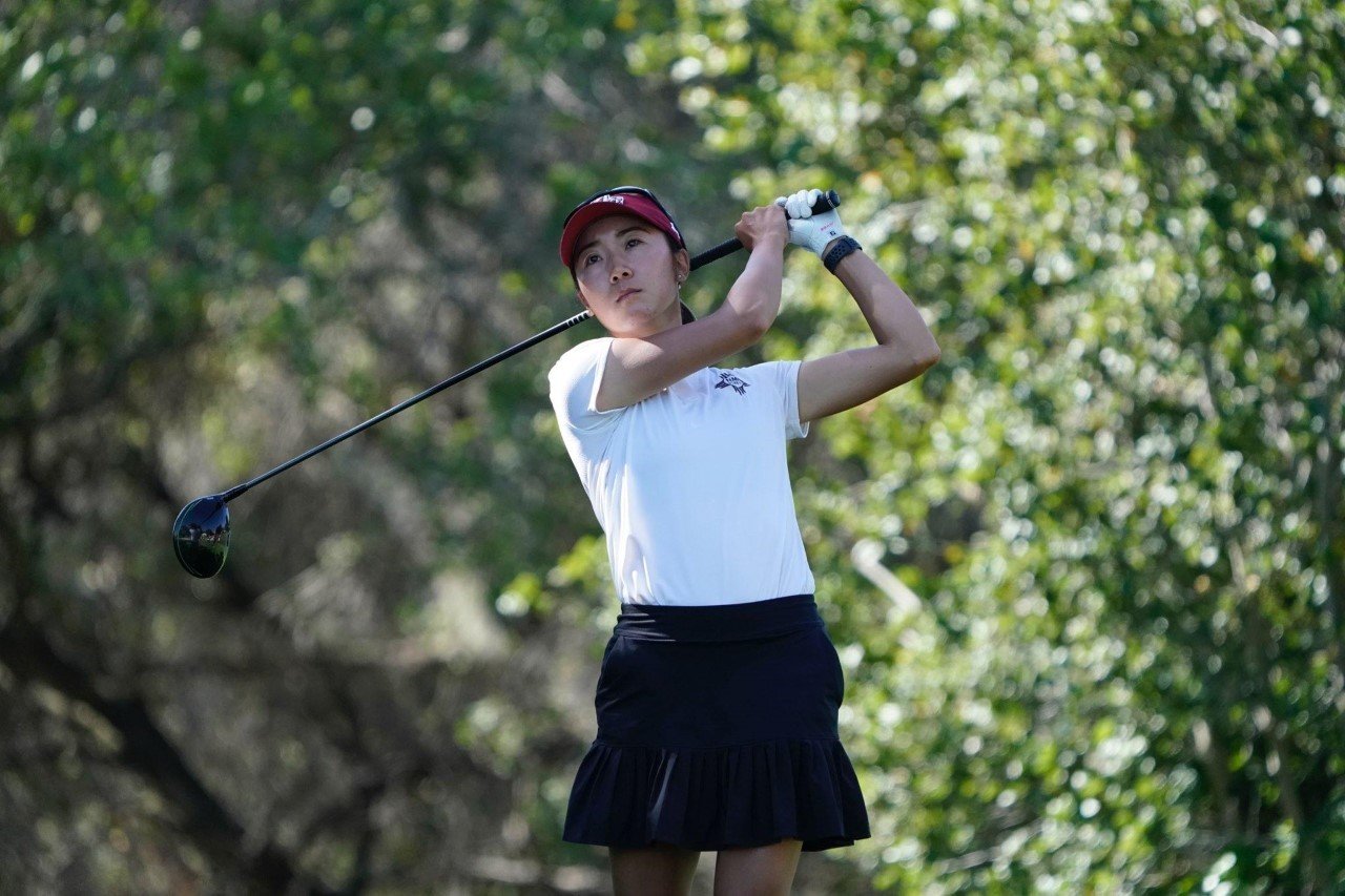 Karen Miyamoto is tied for 7th place after one round at the Stanford Regional