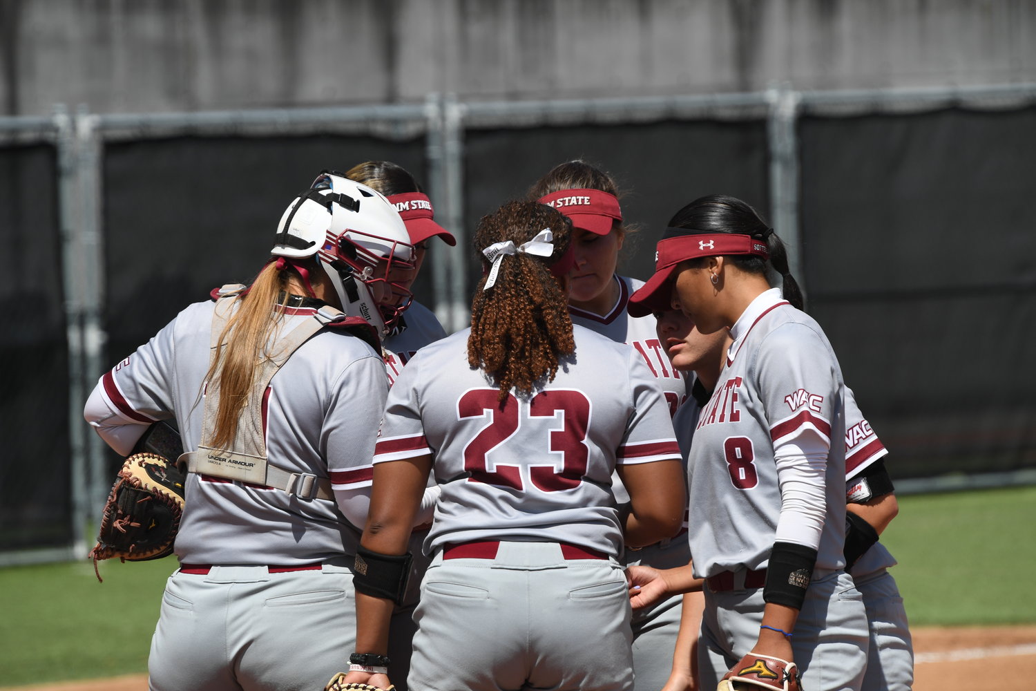 Photo courtesy of NMSU – The New Mexico State University softball lost its opening game in the WAC tourney but rebounded to advance to the championship round where they lost in the opening game to host Seattle U.