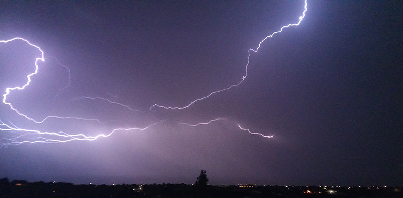 A lightning storm over Sonoma Ranch area June 2020.