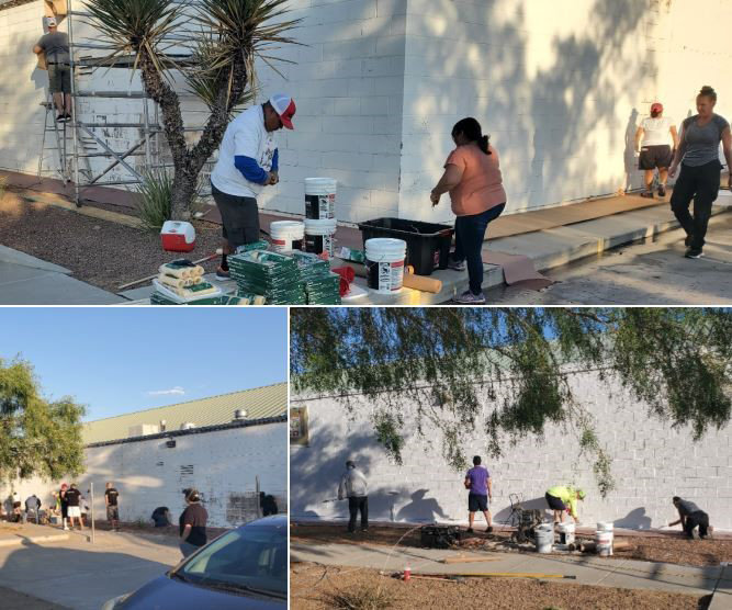 Volunteers and Las Cruces first responders spent much of Saturday, June 19, repainting the exterior of the Police Athletic League gym on Solano Drive.