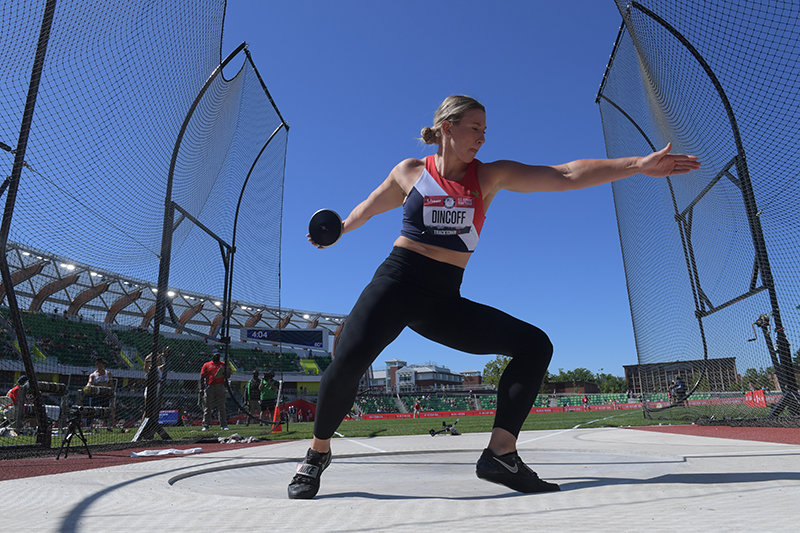 Rachel Dincoff, who has lived and trained in Las Cruces since 2017, competes in the discus at the Olympic Trials in Eugene, Oregon.