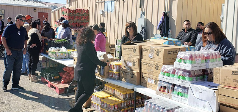 Students in Doña Ana Community College’s Avanza program at a food pantry in the Gadsden Independent School District.