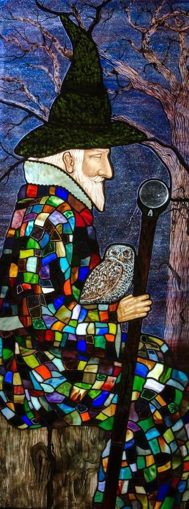 Merlin stained glass by Dawn Gray