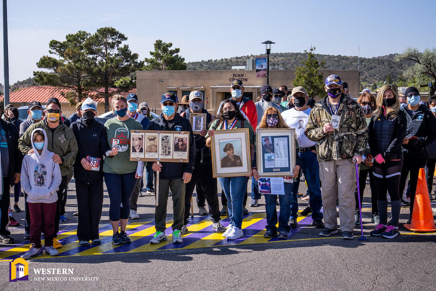Pictured are veterans and civilians at the inaugural Western New Mexico University Remembrance March, held on campus where a memorial will be held on the 20th anniversary of the 9/11 attacks.