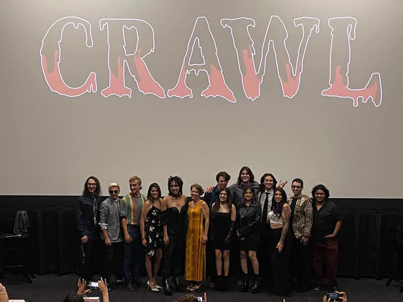 The cast and crew for Las Crucen Ryan Rox’s short horror film “Crawl,” which debuts Oct. 3 at the Fountain Theatre.