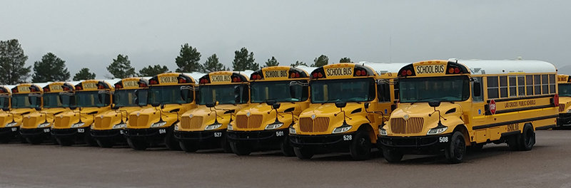 LCPS school buses at STS of New Mexico, 533 N. 17th St. in Las Cruces.