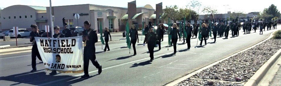 The Mayfield High School Band and the Mayfield High School Color Guard in a recent Las Cruces Veterans Day Parade.