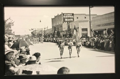 Before Urban Renewal, all the Las Cruces Veterans’ Day parades were along Downtown Main Street, as shown in this photo of a 1944 parade. The population was about 9,000 and it appears that at least half of them were enjoying the parade as spectators.