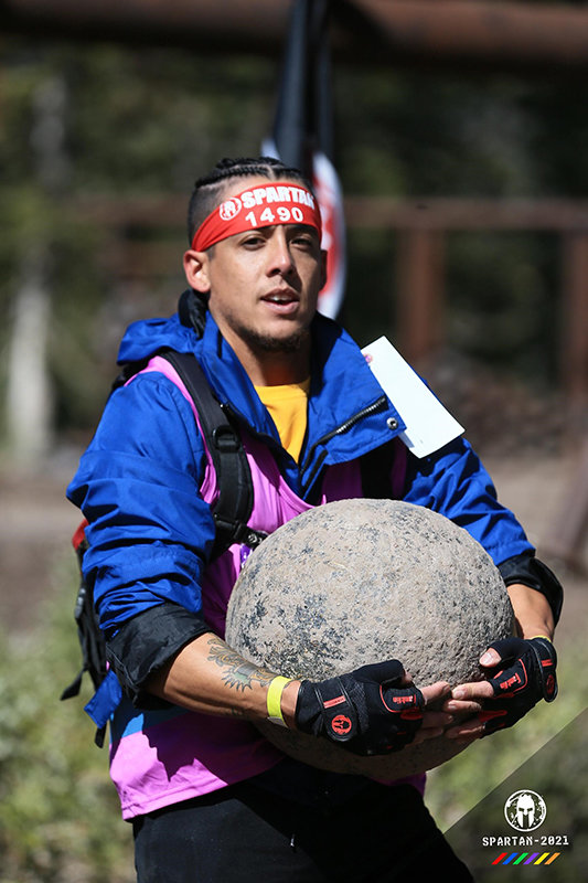 Nathan Hidalgo completing the atlas stone obstacle event in the Spartan Ultra World Championships in Telluride, Colorado in October.