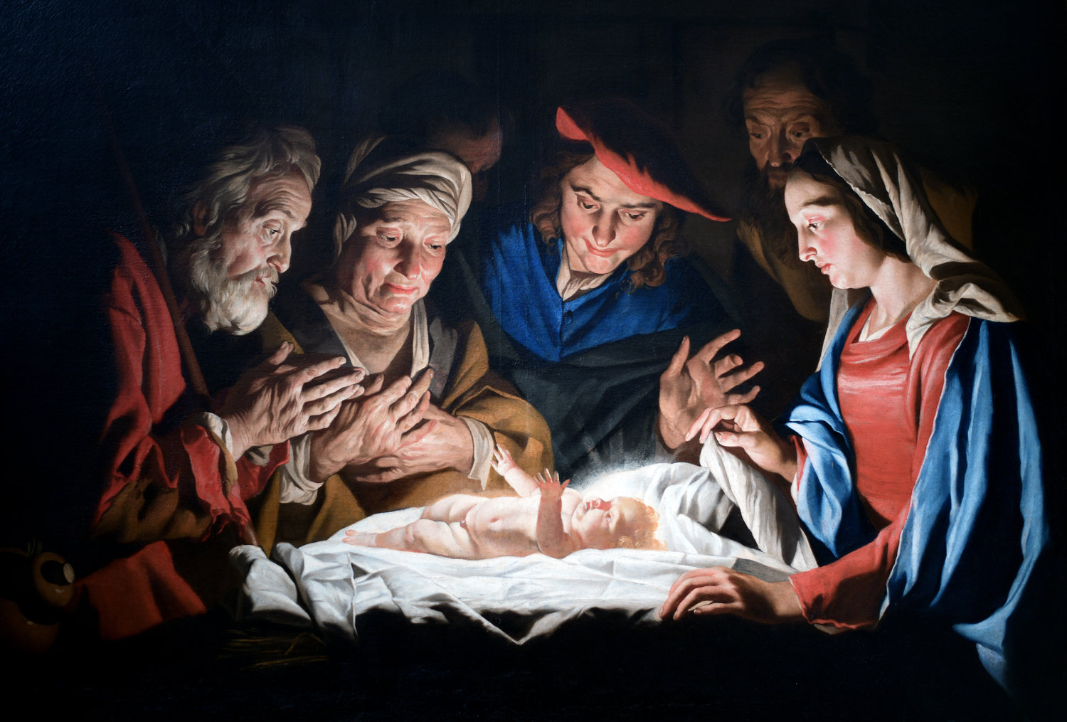 "The Adoration of the Shepherds" by Dutch painter Matthias Stomer, 1632