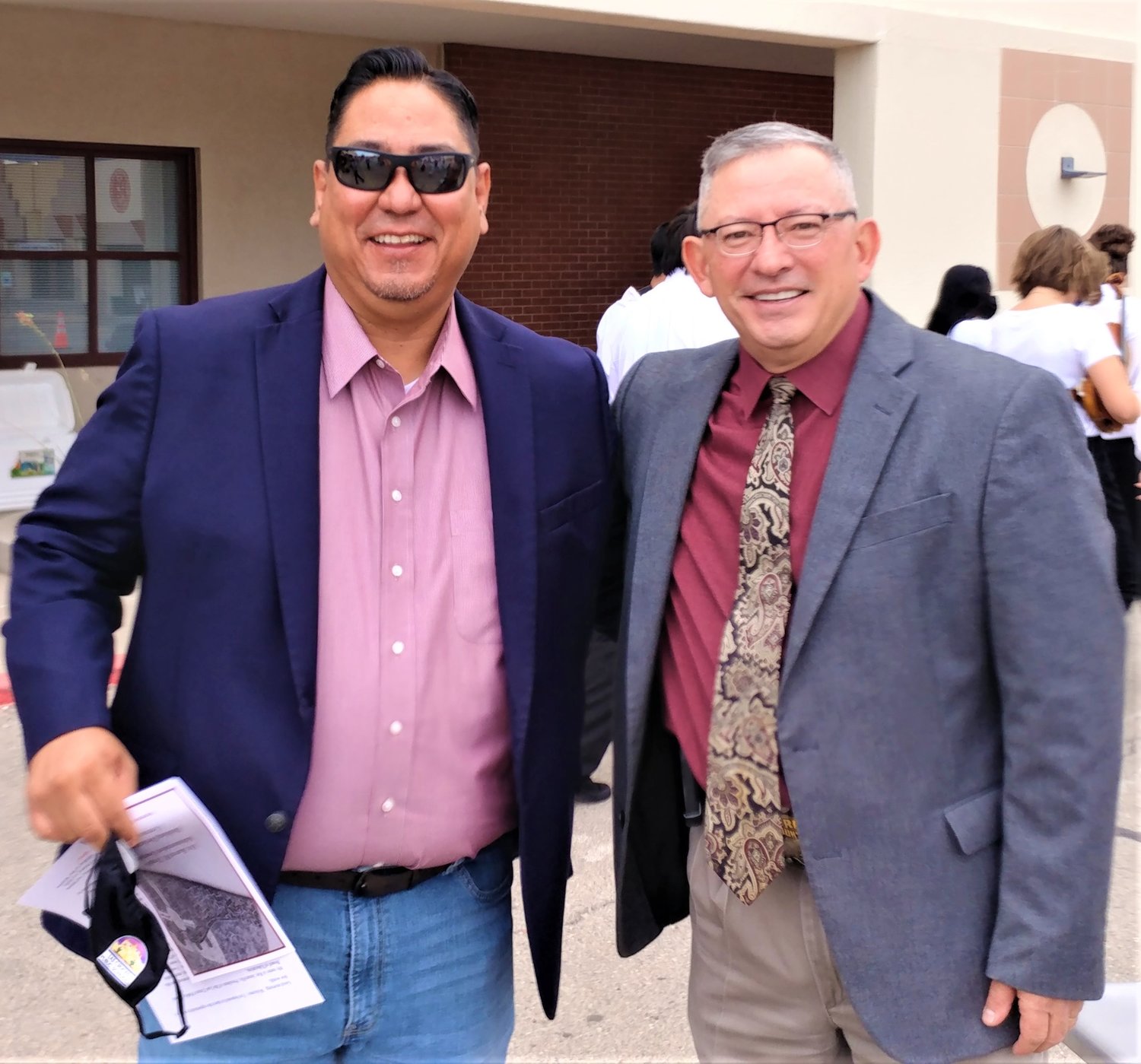 LCPS Board of Education President Ray Jaramillo, left, and Superintendent Ralph Ramos