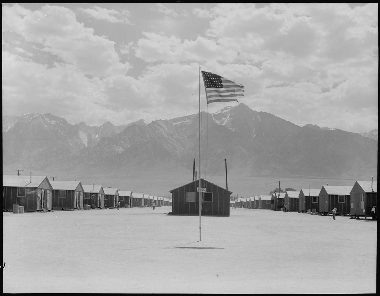Dust storm at Manzanar camp in California, 1972