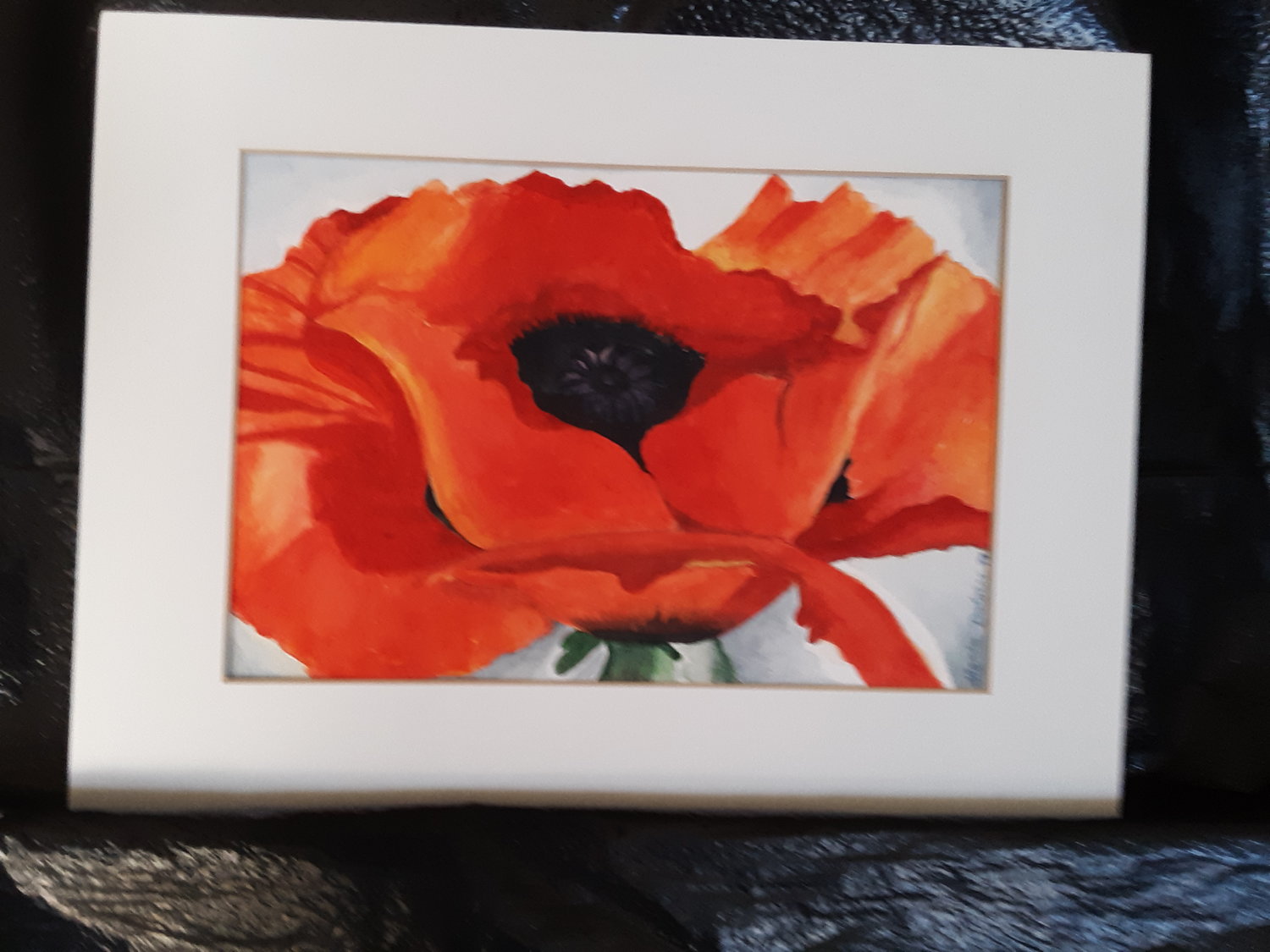 “Poppie,” 9-inch by 12-inch unframed watercolor, by Maria Dolores