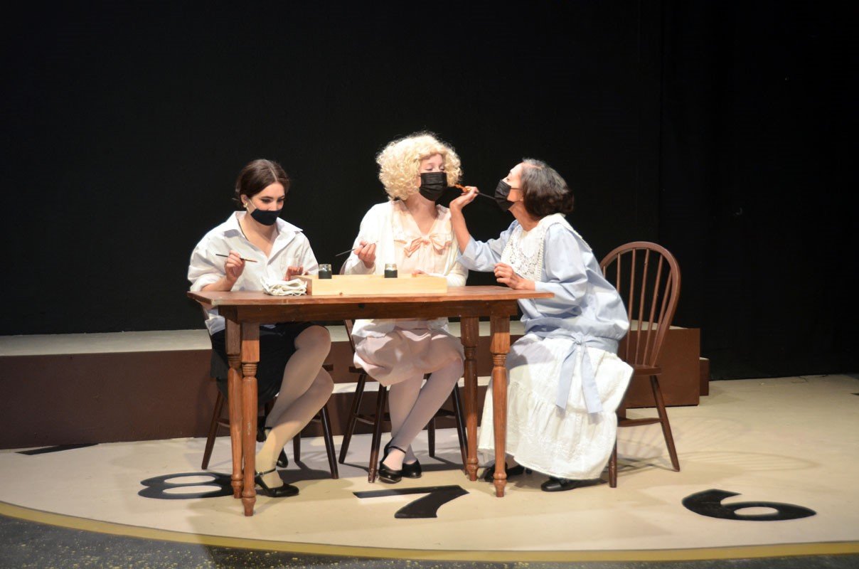Left to right are “Radium Girls” Autry Rebekah, Penny Bever and Debbie Jo Felix.