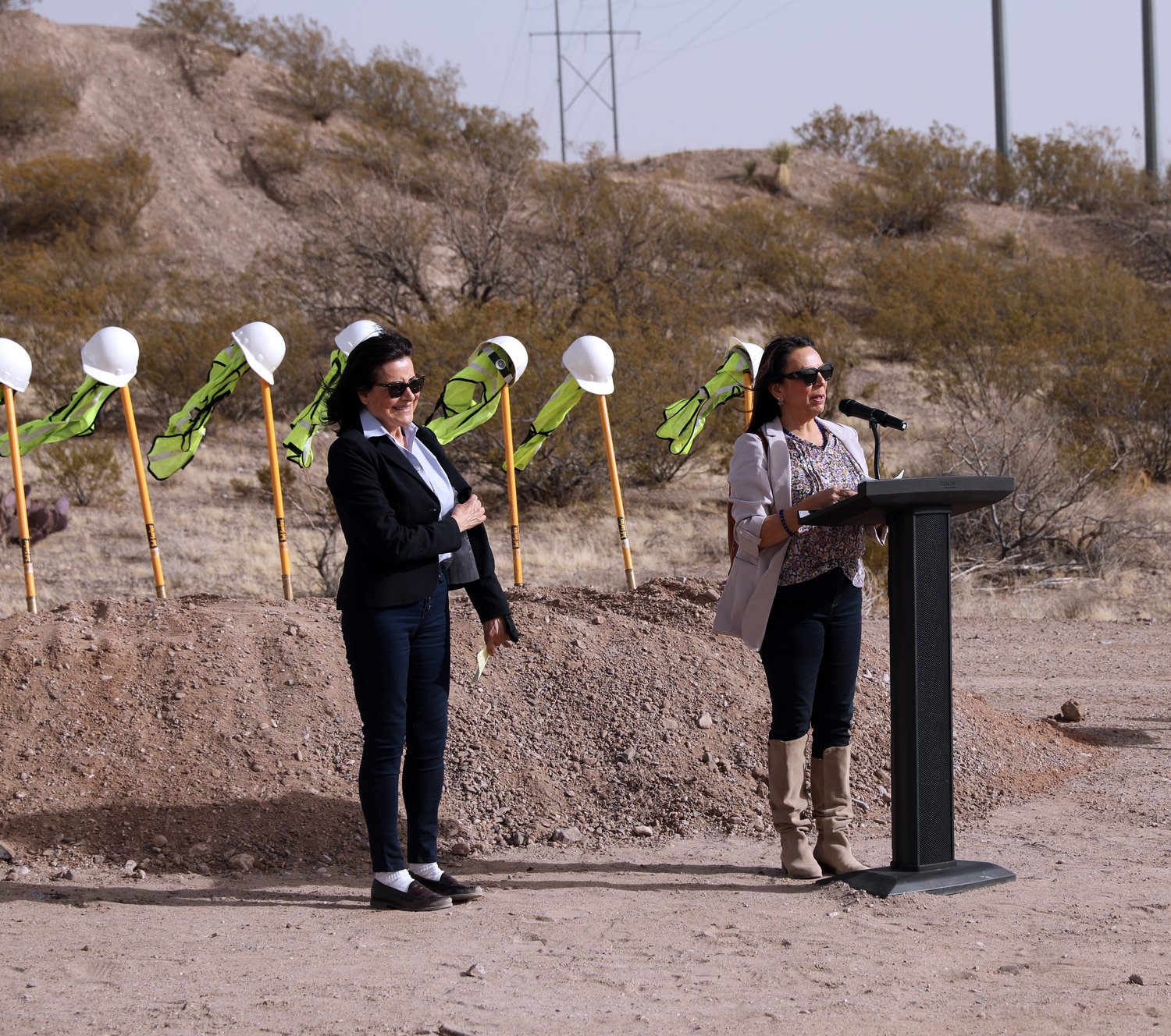 Las Cruces City Councilor Yvonne Flores, left, and Mayor Pro Tempore Kasandra Gandara attend the City of Las Cruces’ Feb. 15 East Mesa Public Recreation Complex groundbreaking.