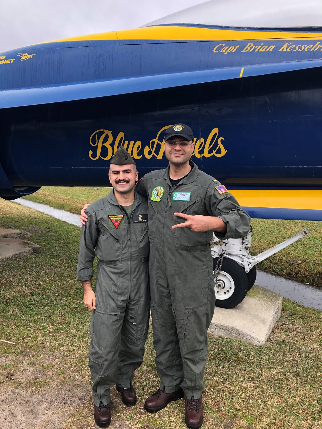 Naval Airman Leonard Thurman, right, with another Naval flight school student.