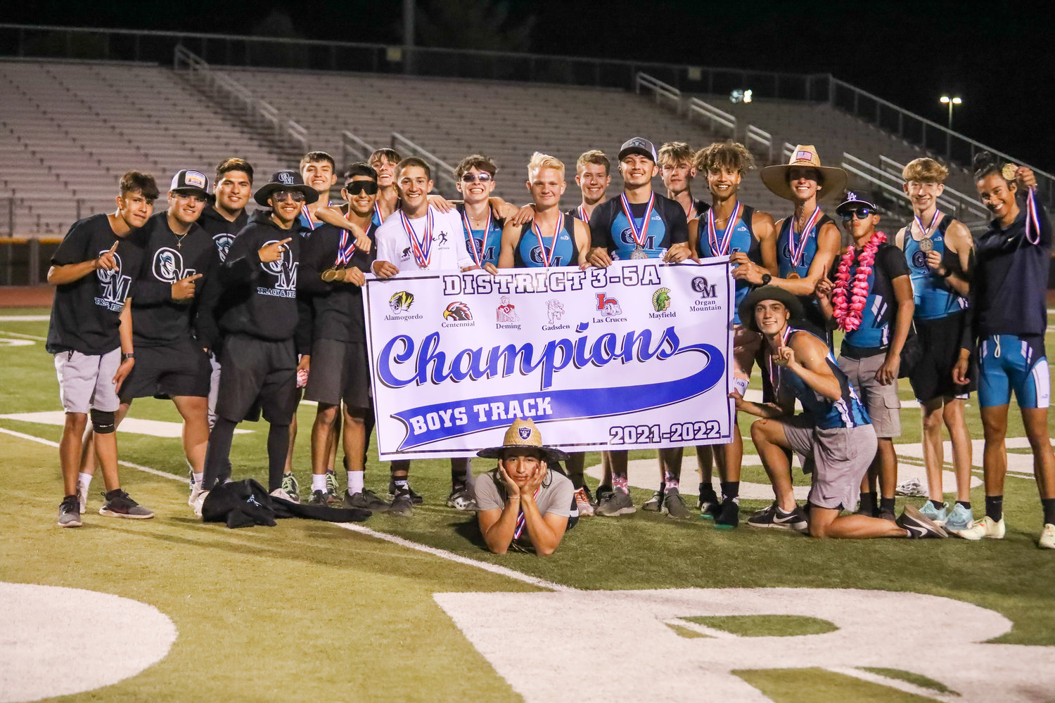 The Organ Mountain High boys track and field team won their second straight district team title May 7 at the Field of Dreams.
