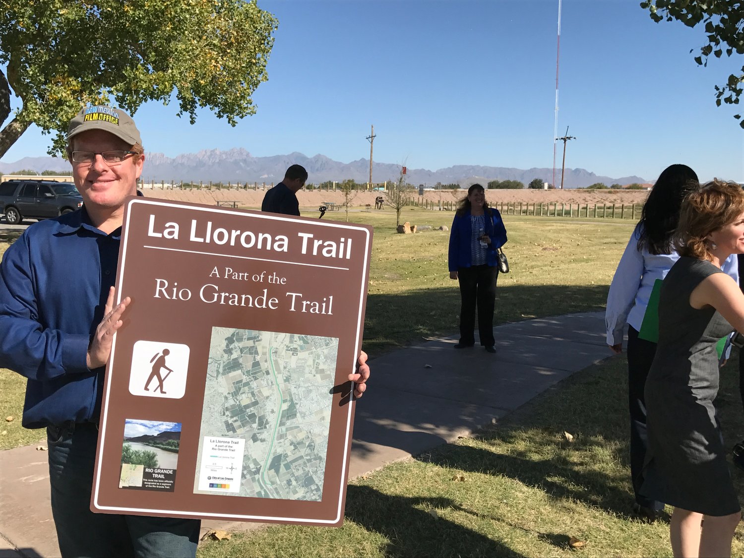 About 4.5 miles of La Llorona Trail in Las Cruces was the first segment of the Rio Grande Trail to be officially designated. State Sen. Jeff Steinborn, shown here with a trail map, drafted the bill that created the trail and the commission that is guiding its development.