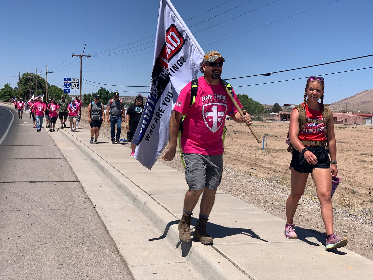 More than 20 individuals from the area do the Tuesday, May 17 Carry the Load segment along Picacho Avenue. The event takes walkers (and bicyclers) across the country with teams from various communities taking turns to honor armed service members and law enforcement officers who have given their lives in service.