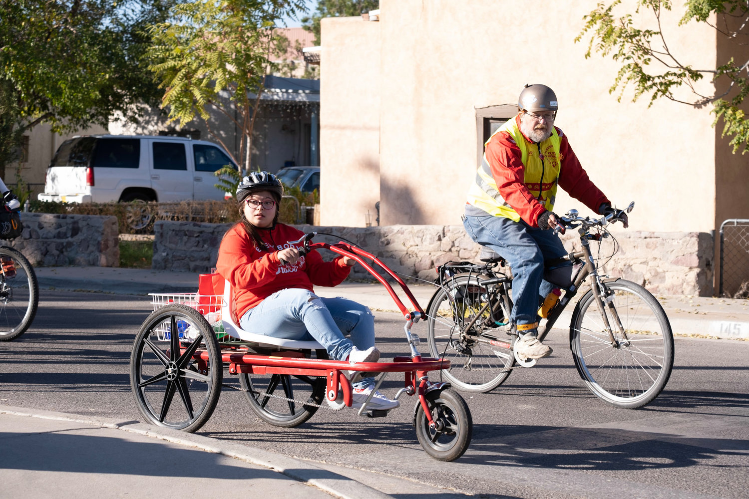 Grace Holguin and Velo Cruces Board President and Las Cruces bicycling advocate George Pearson.